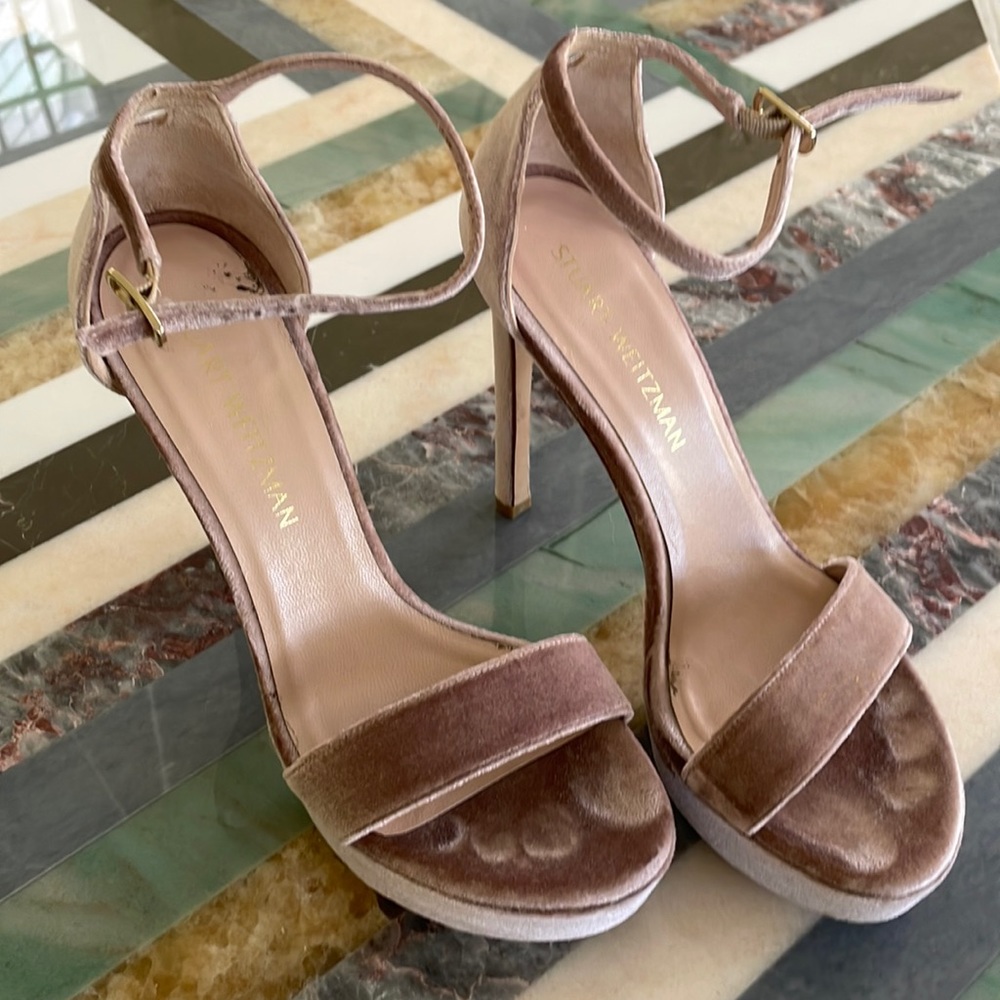 Stuart Weitzman Velvet pink high heels